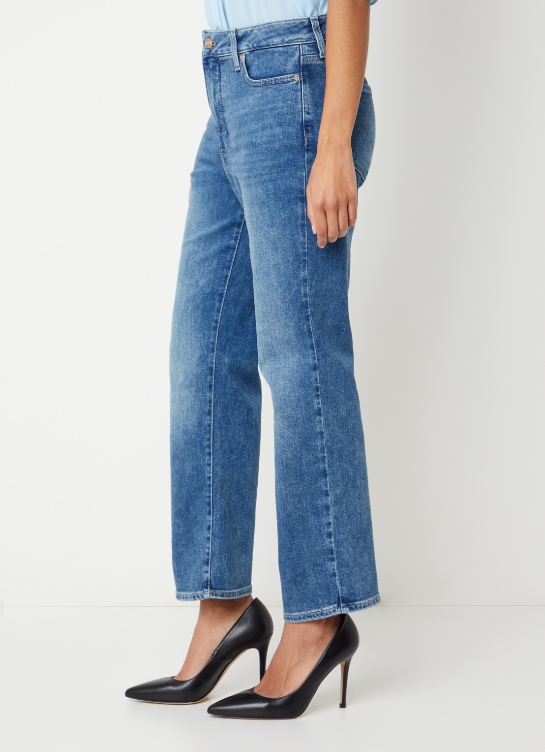 NYDJ Marilyn mid waist slim fit jeans met medium wassing - detail 5 indigo