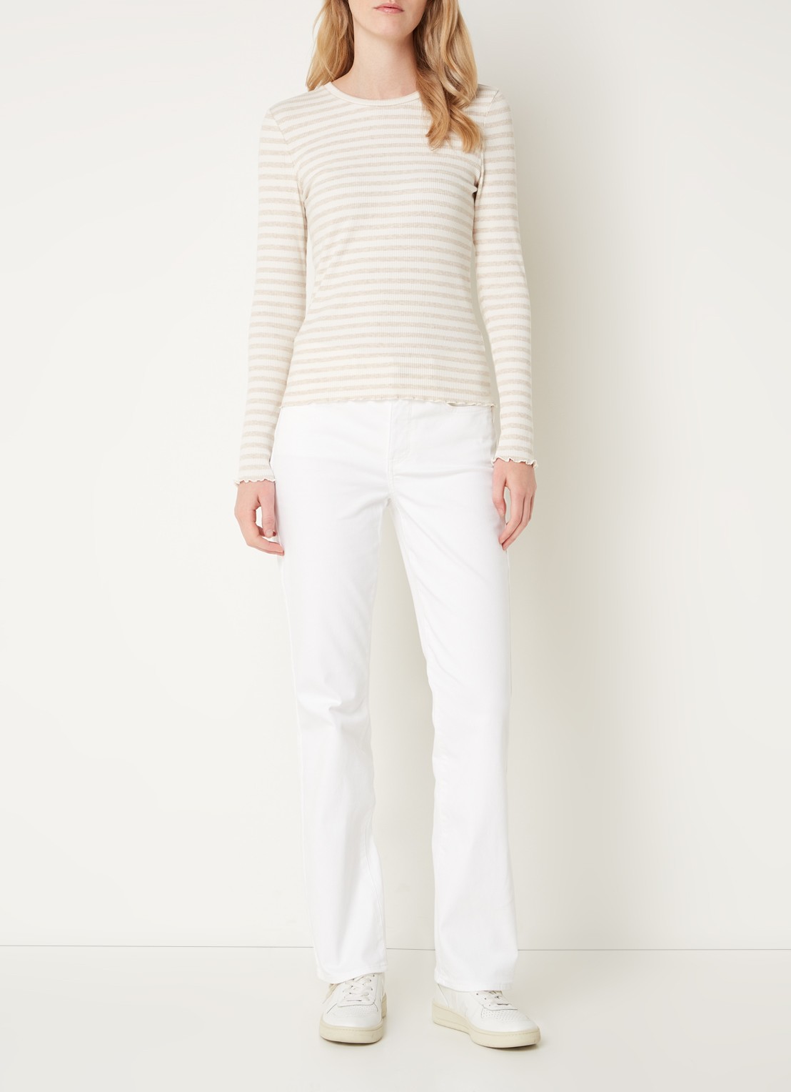NYDJ Marilyn mid waist straight fit chino met stretch - voorkant 5 wit