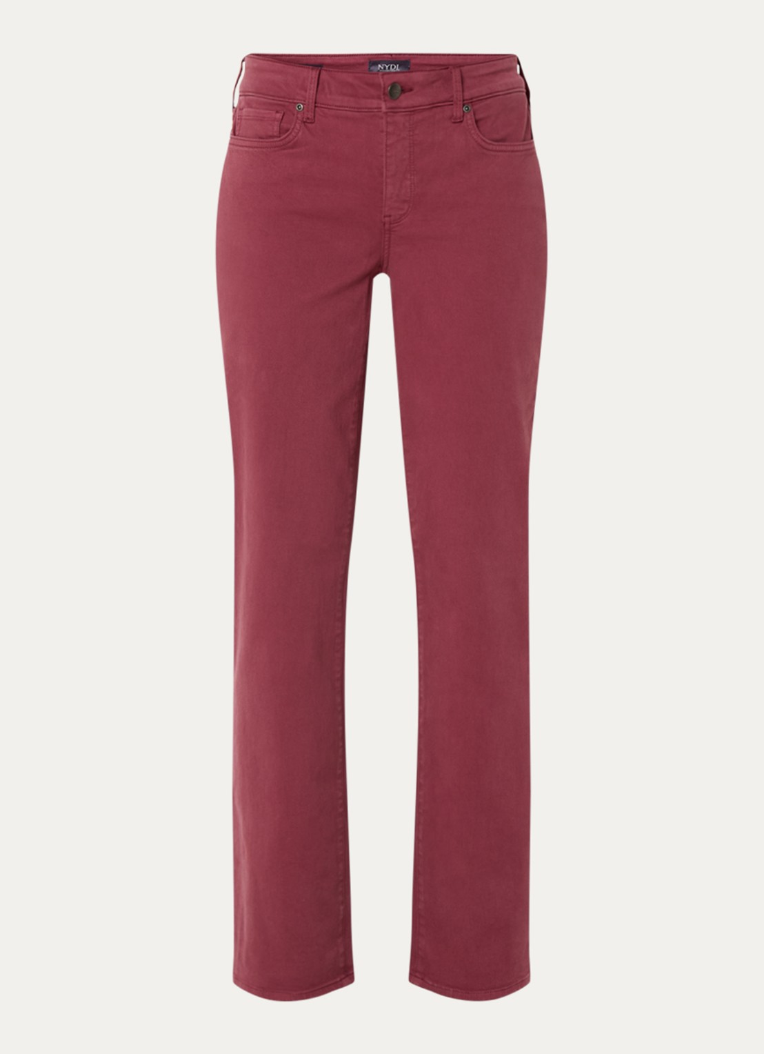 NYDJ Marilyn mid waist straight fit chino met stretch - voorkant 4 cranberryrood
