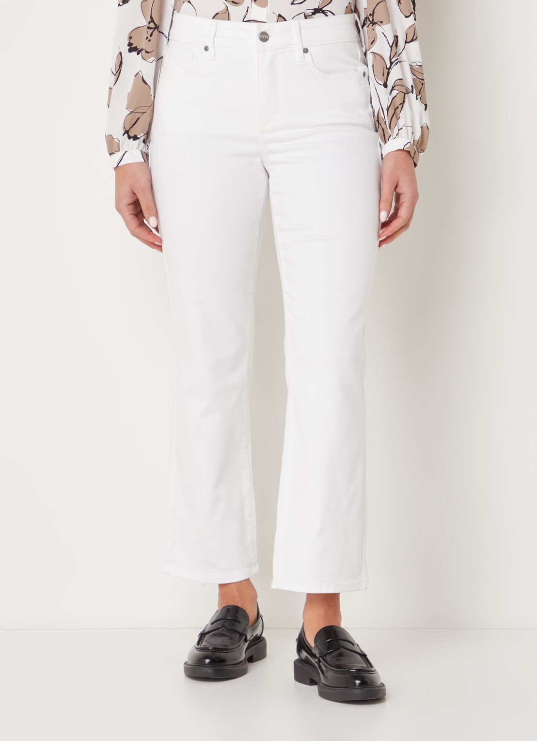 NYDJ Marilyn mid waist straight leg cropped jeans met gekleurde wassing - detail 2 wit