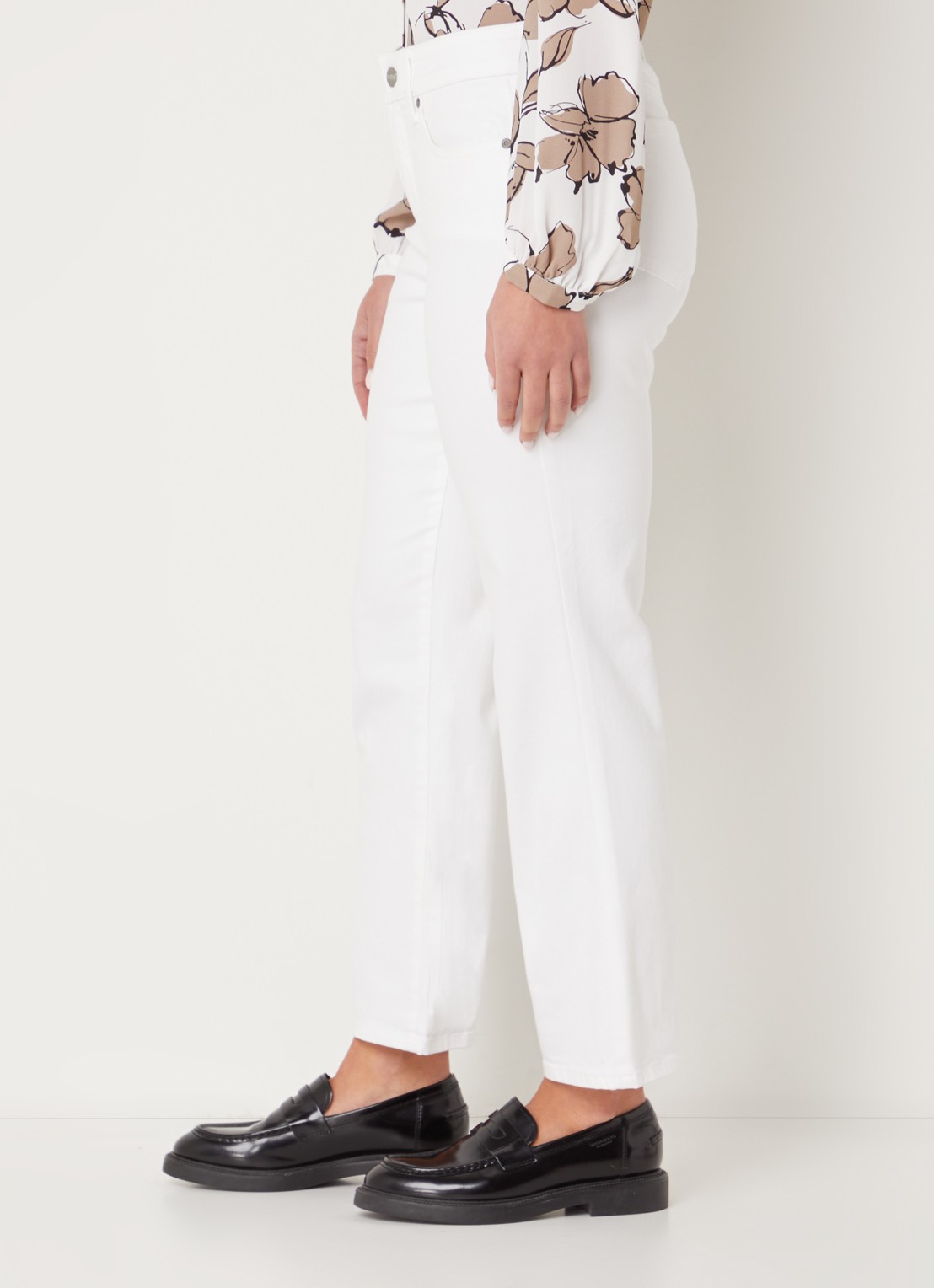 NYDJ Marilyn mid waist straight leg cropped jeans met gekleurde wassing - detail 3 wit