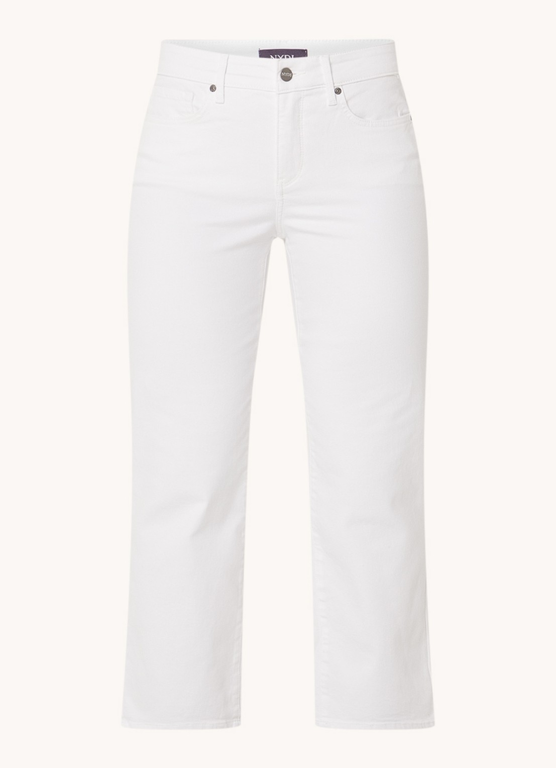 NYDJ Marilyn mid waist straight leg cropped jeans met gekleurde wassing - voorkant 4 wit