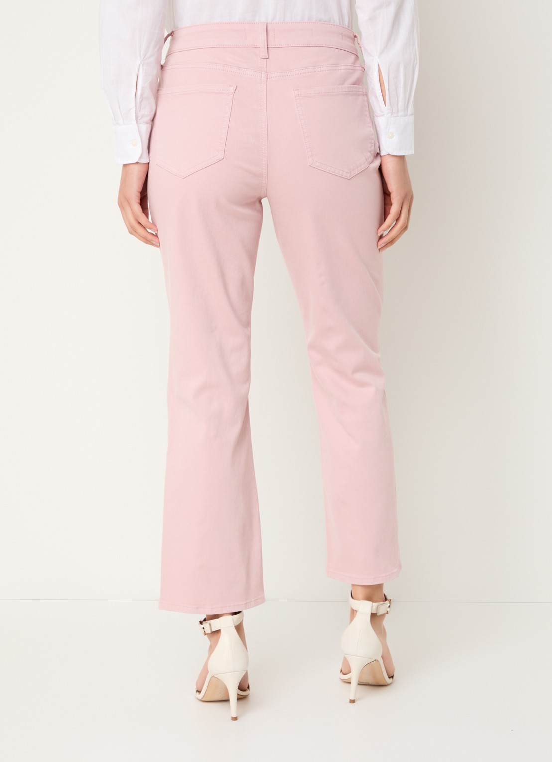 NYDJ Marilyn mid waist straight leg cropped jeans met gekleurde wassing - achterkant 5 lichtroze