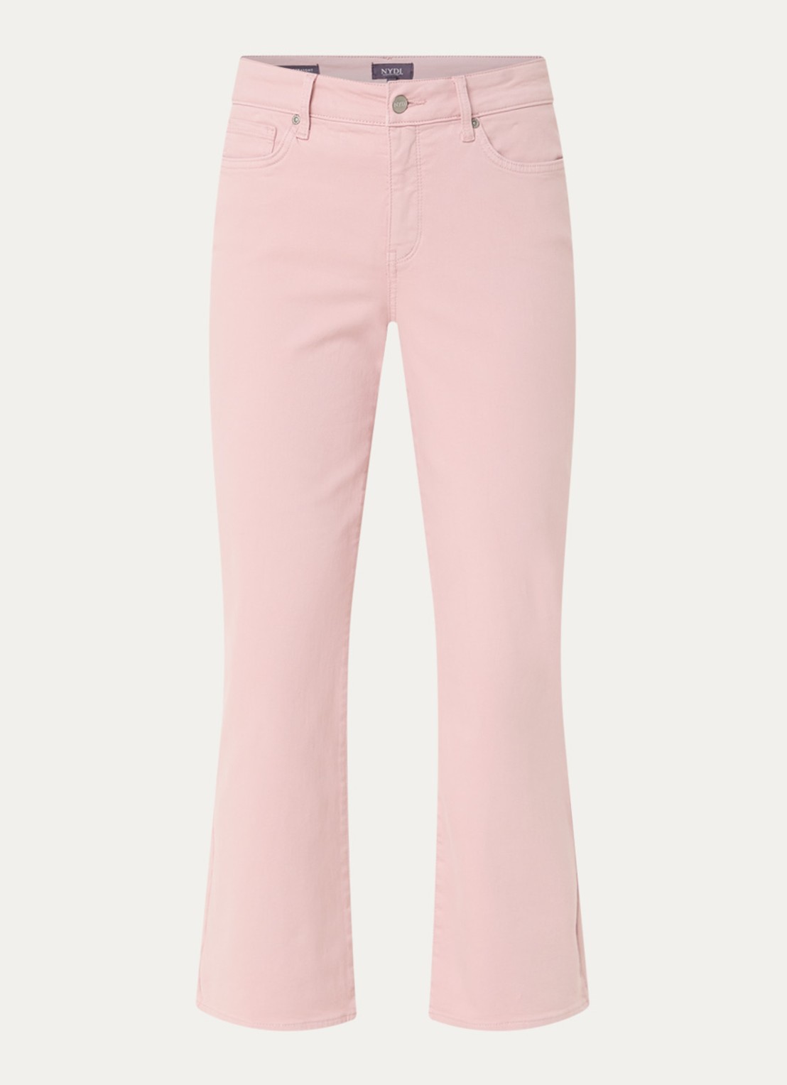 NYDJ Marilyn mid waist straight leg cropped jeans met gekleurde wassing - voorkant lichtroze