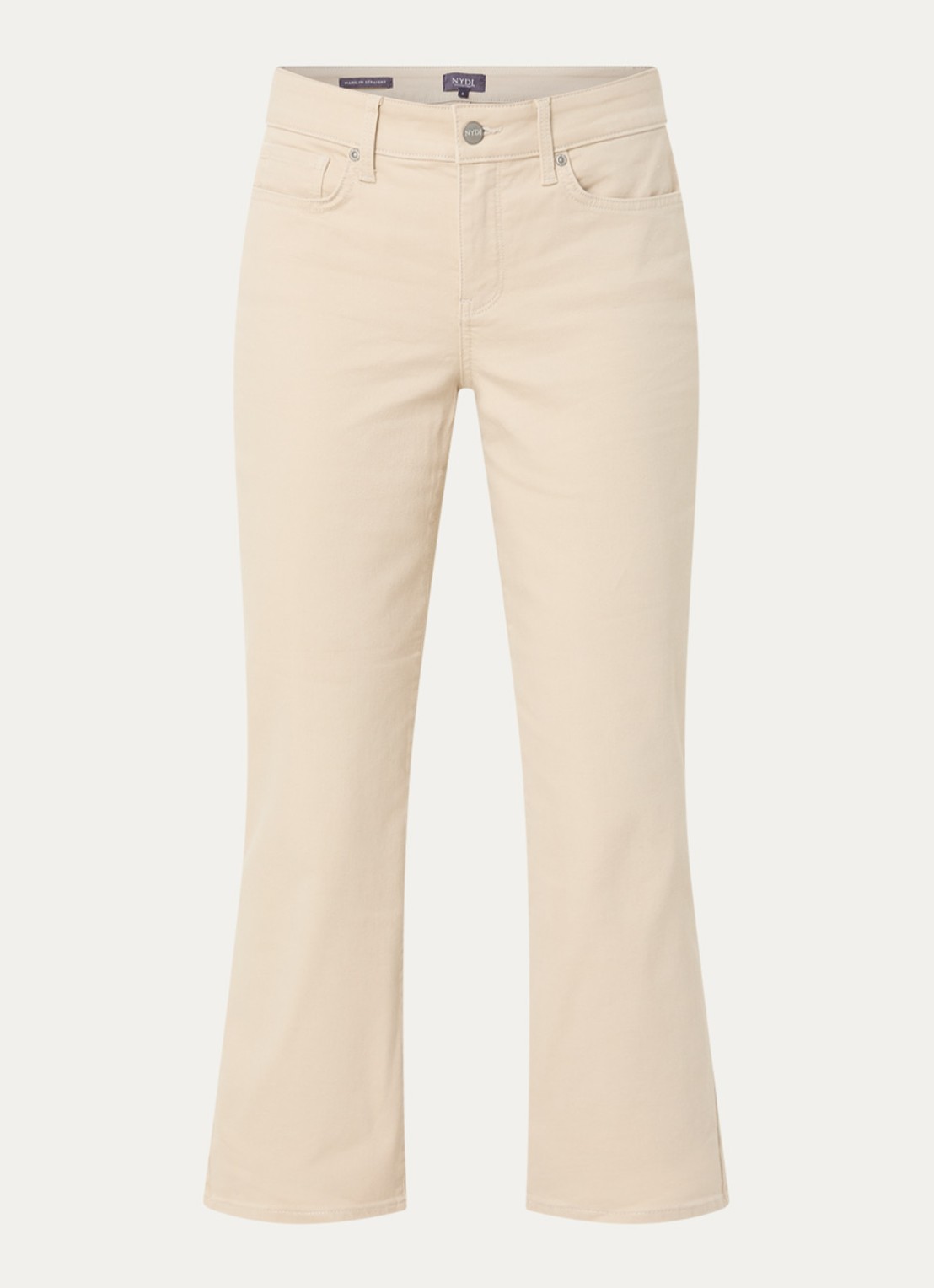 NYDJ Marilyn mid waist straight leg cropped jeans met gekleurde wassing - voorkant 4 beige