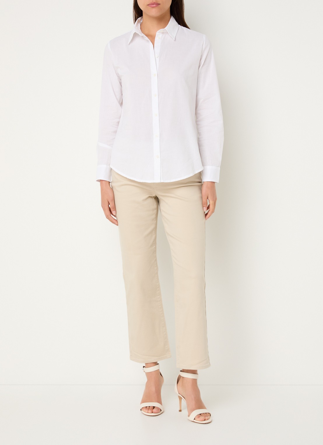 NYDJ Marilyn mid waist straight leg cropped jeans met gekleurde wassing - voorkant 5 beige