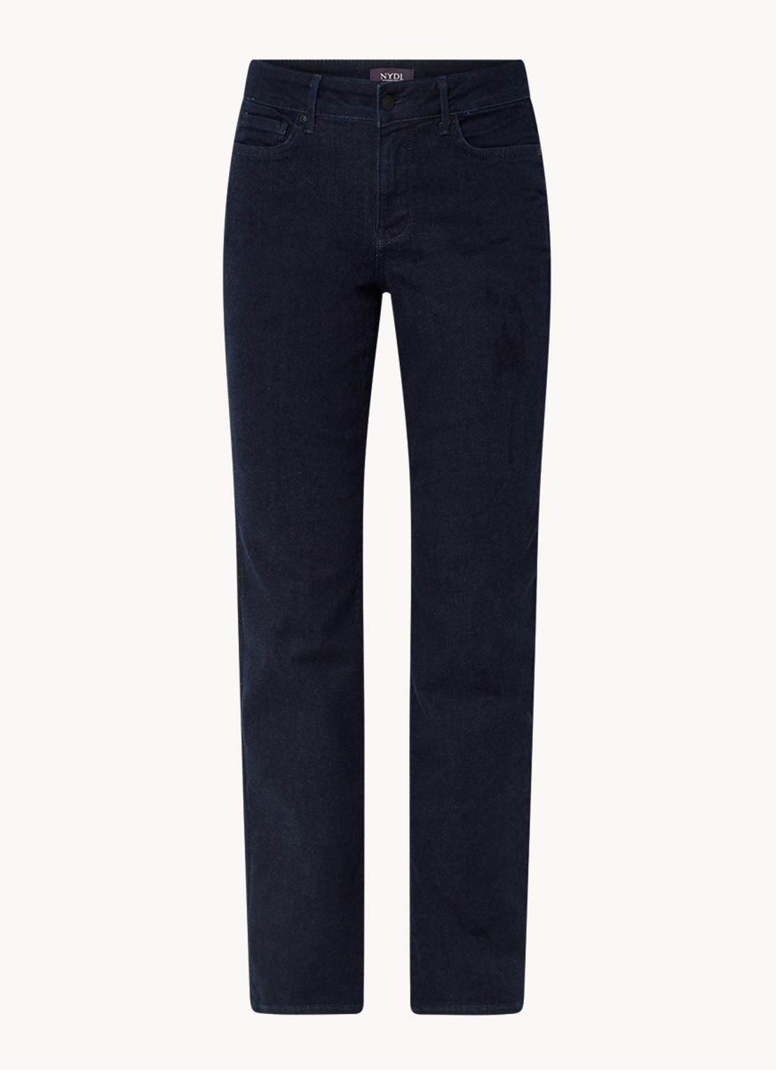 NYDJ Marilyn mid waist straight leg jeans met donkere wassing - voorkant indigo