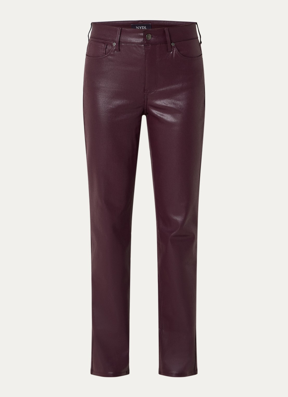 NYDJ Marilyn mid waist straight leg jeans met gekleurde wassing - voorkant 2 aubergine