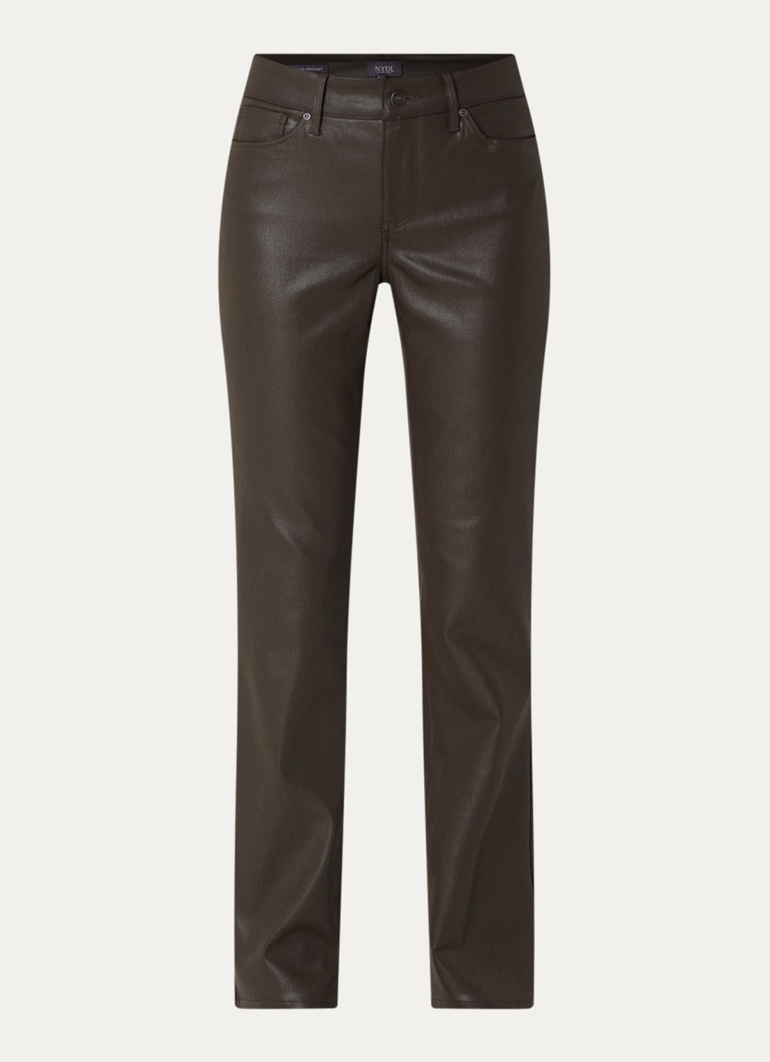 NYDJ Marilyn mid waist straight leg jeans met gekleurde wassing - voorkant 4 bruin