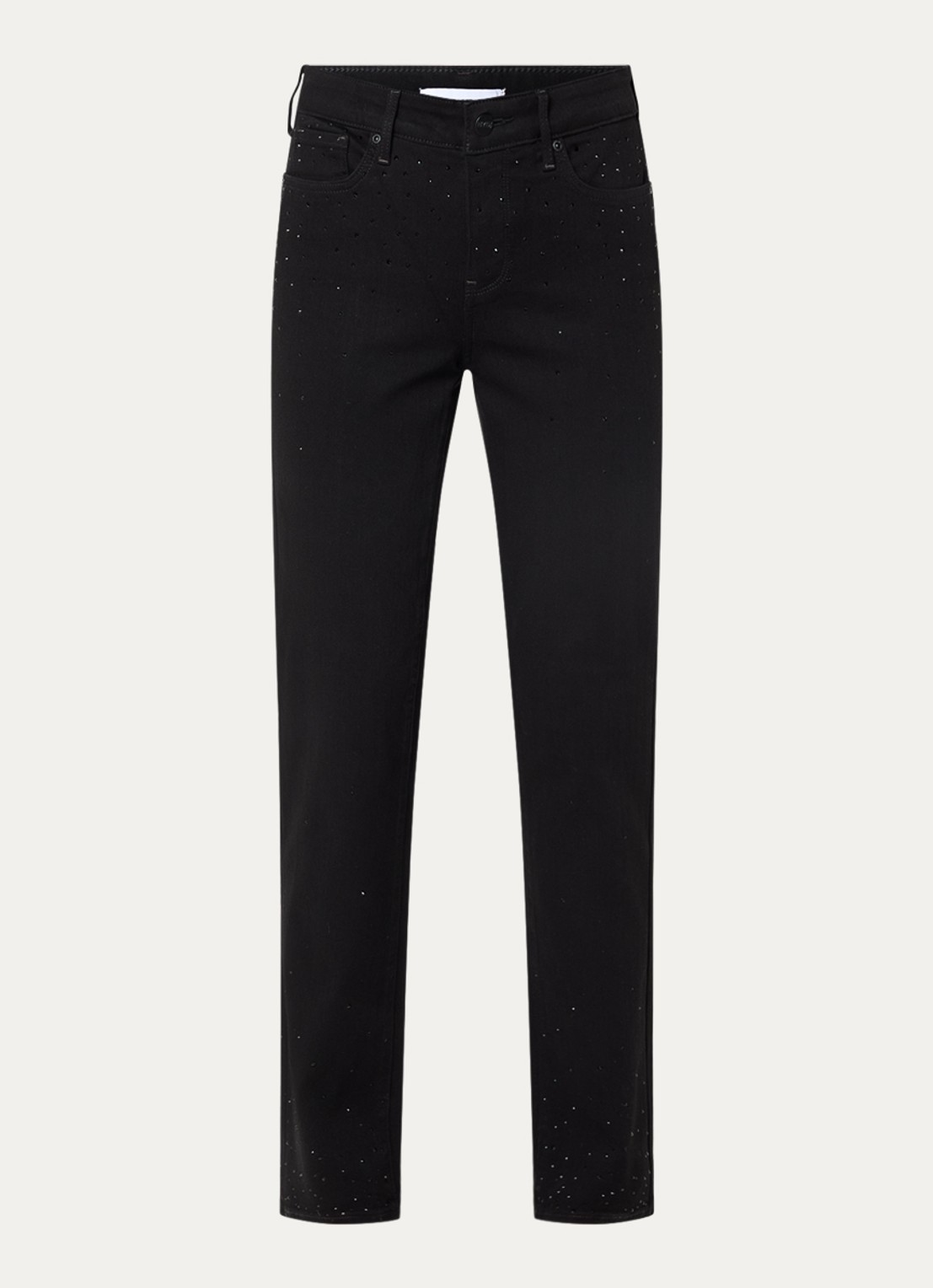 NYDJ Marylin high waist straight leg jeans met strass - voorkant 3 zwart