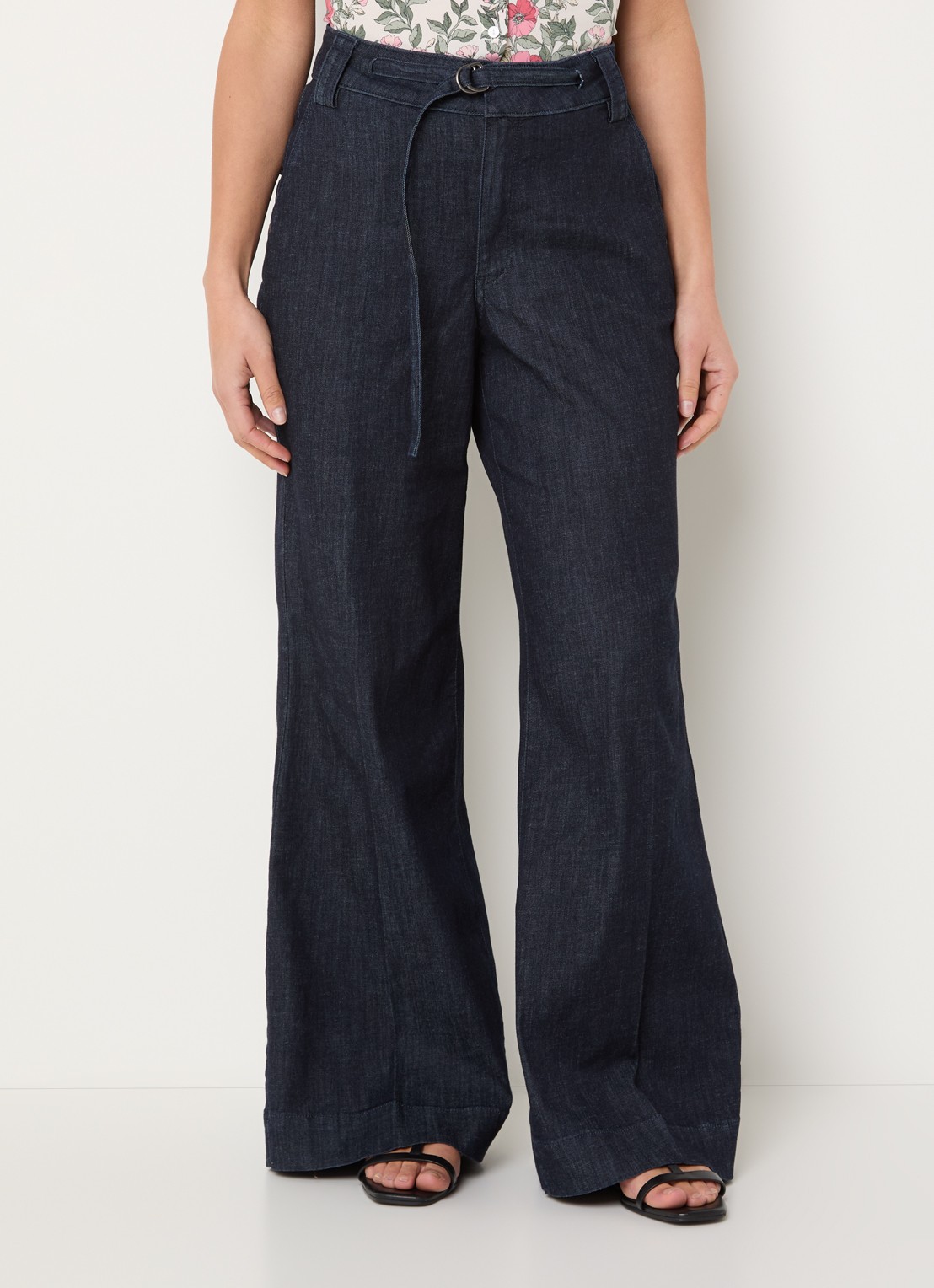 NYDJ Mia high waist wide leg jeans met ceintuur - detail 4 indigo