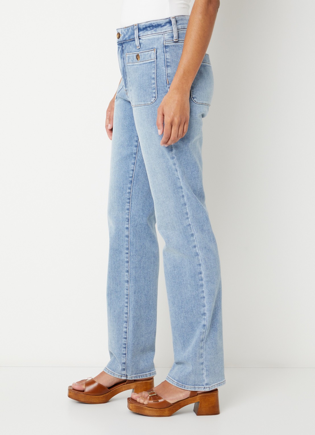 NYDJ Mid waist straight leg jeans met lichte wassing - detail 3 indigo