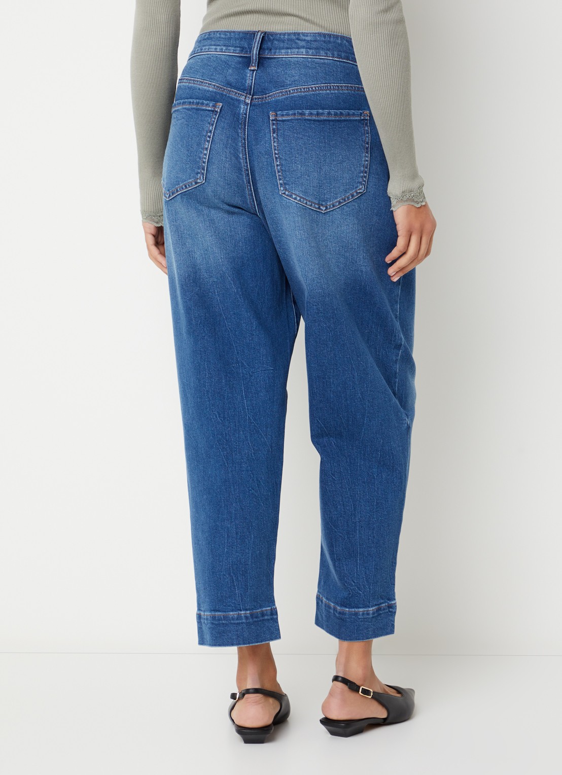 NYDJ Mid waist wide leg jeans met medium wassing - achterkant 5 indigo