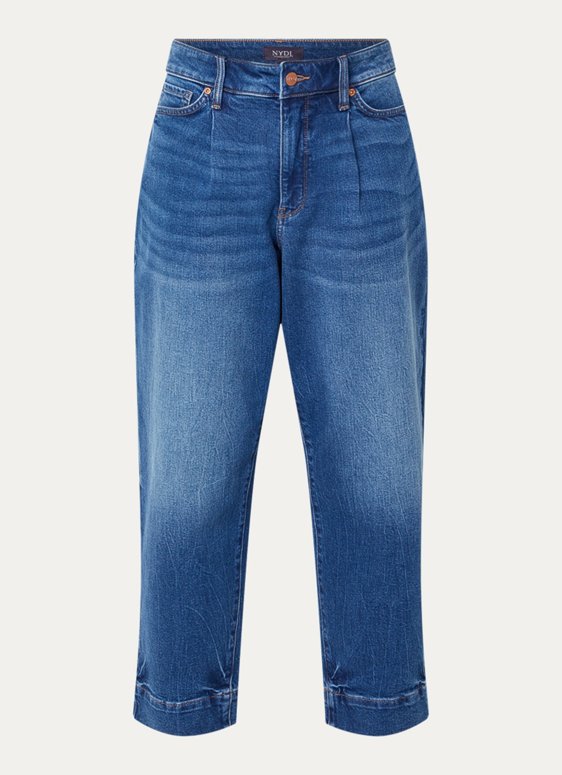 NYDJ Mid waist wide leg jeans met medium wassing - voorkant 3 indigo