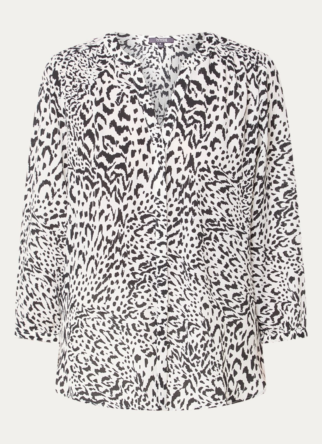 NYDJ Pintuck blouse met V-hals en print - voorkant 2 paars