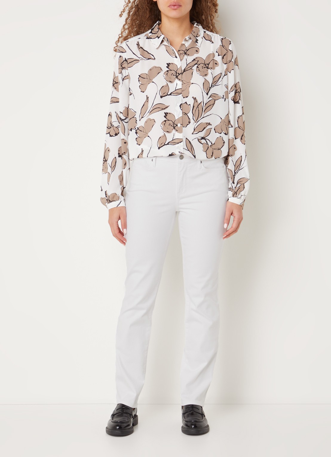 NYDJ Sheri mid waist slim fit jeans met gekleurde wassing - voorkant 5 wit