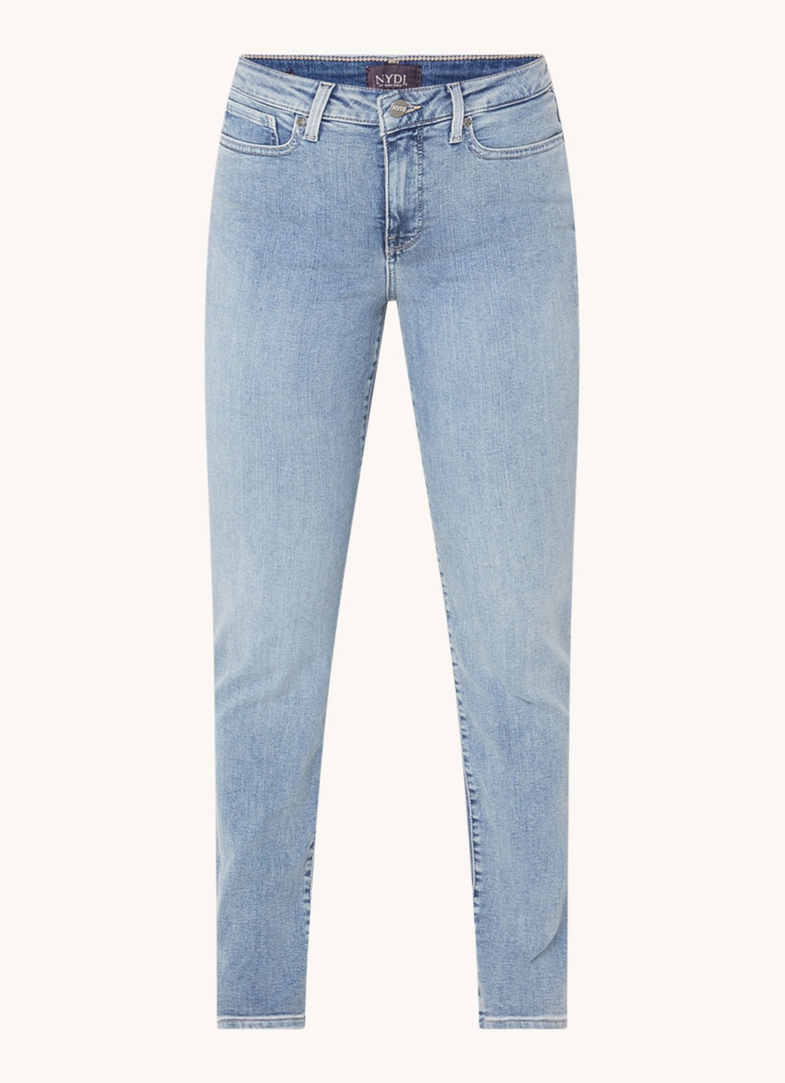 NYDJ Sheri mid waist slim fit jeans met stretch - voorkant 4 lichtblauw