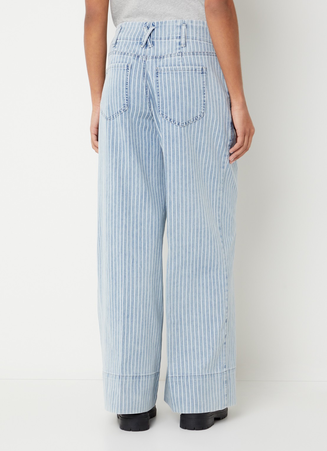 NYDJ Simone mid waist wide leg jeans met streepprint - achterkant 4 lichtblauw