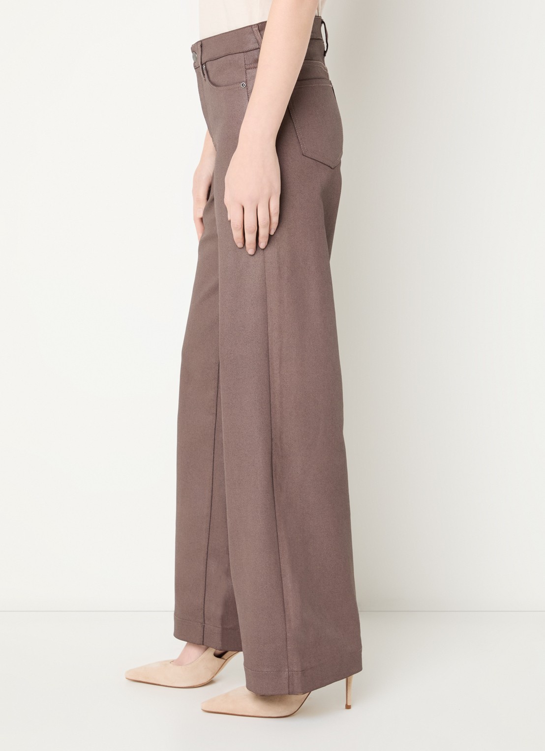 NYDJ Teresa high waist wide leg jeans met gekleurde wassing - detail 5 taupe