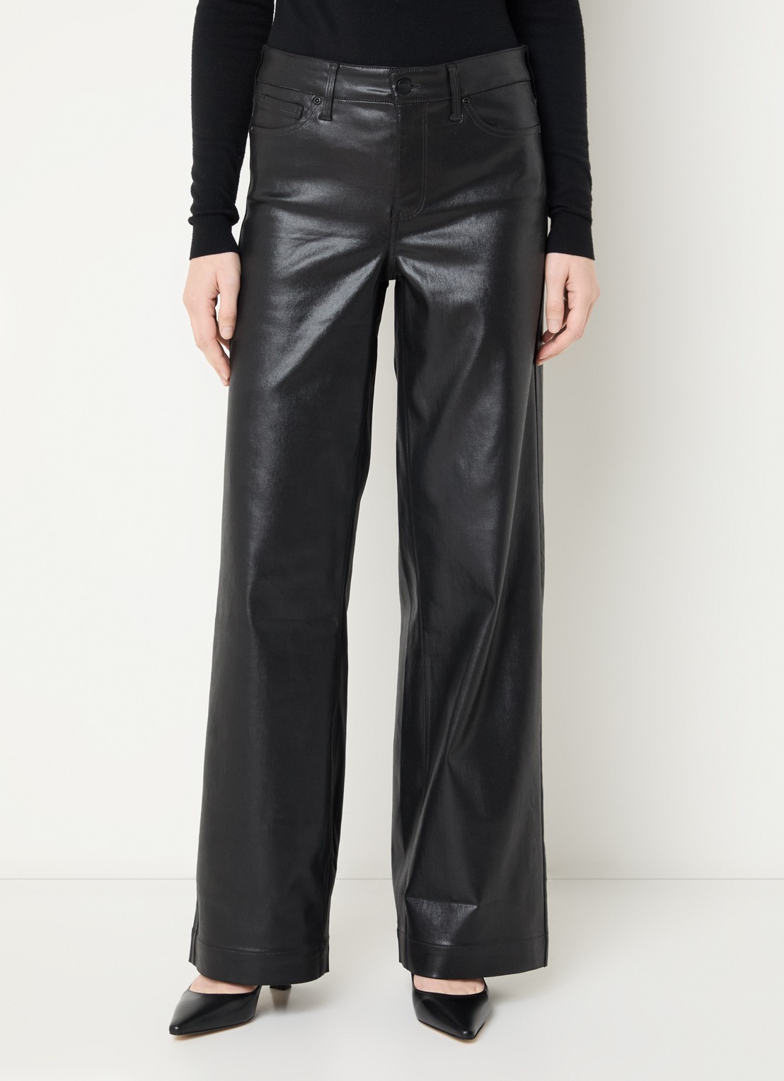 NYDJ Teresa high waist wide leg jeans met gekleurde wassing - detail 4 zwart