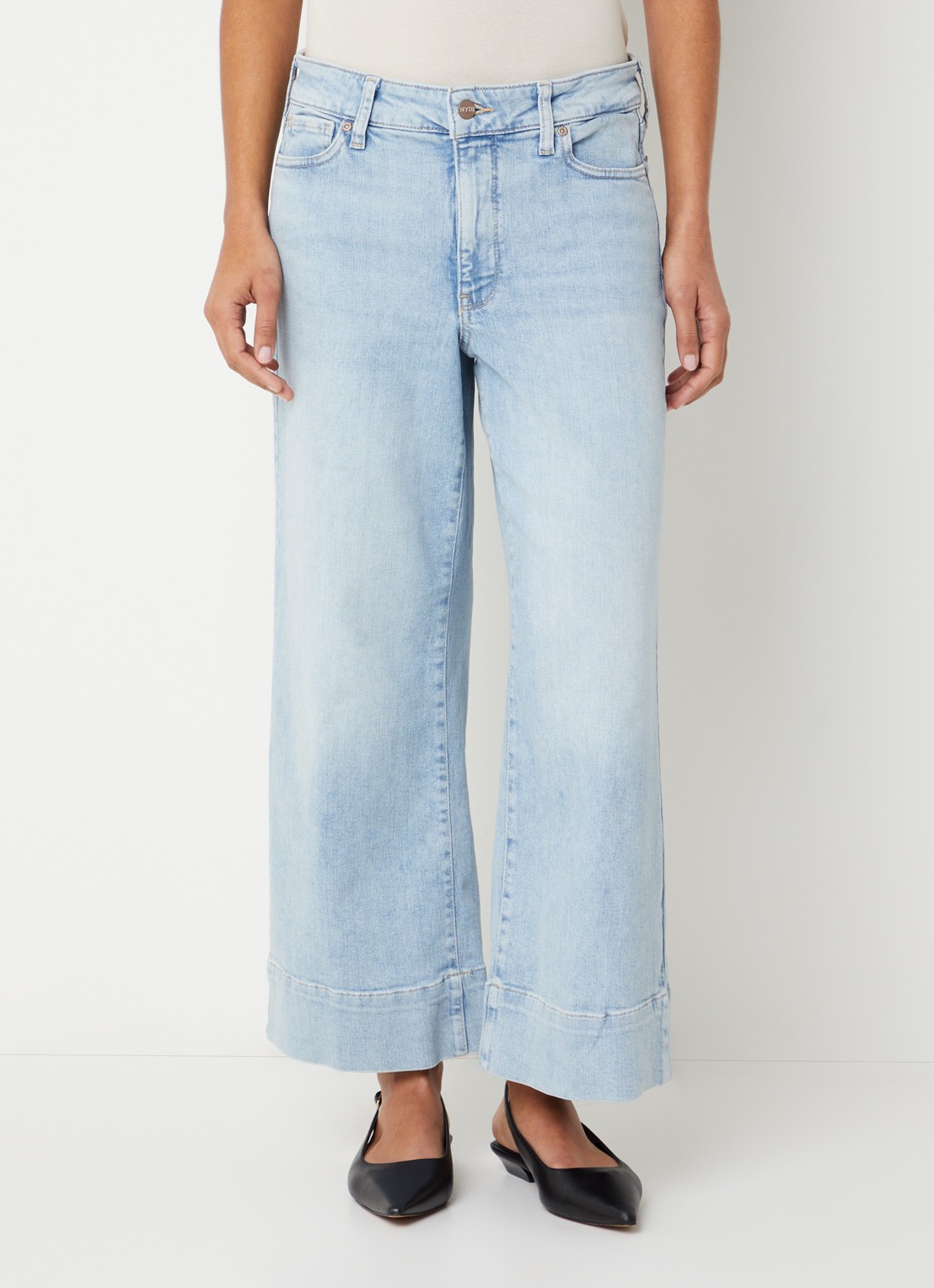 NYDJ Teresa high waist wide leg jeans met lichte wassing - detail 3 indigo