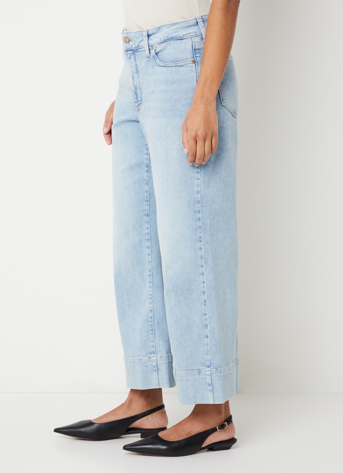 NYDJ Teresa high waist wide leg jeans met lichte wassing - detail 4 indigo