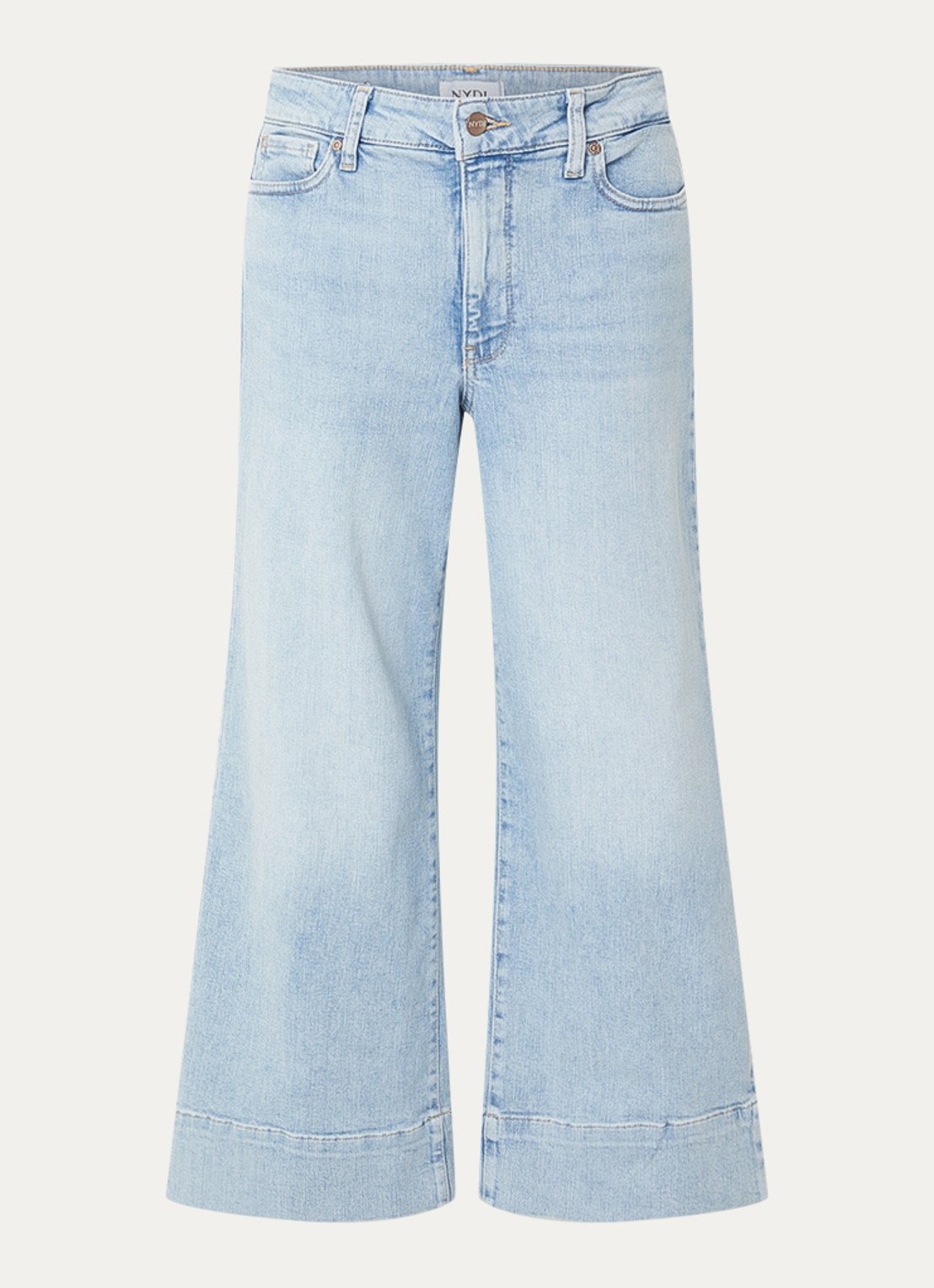 NYDJ Teresa high waist wide leg jeans met lichte wassing - voorkant indigo