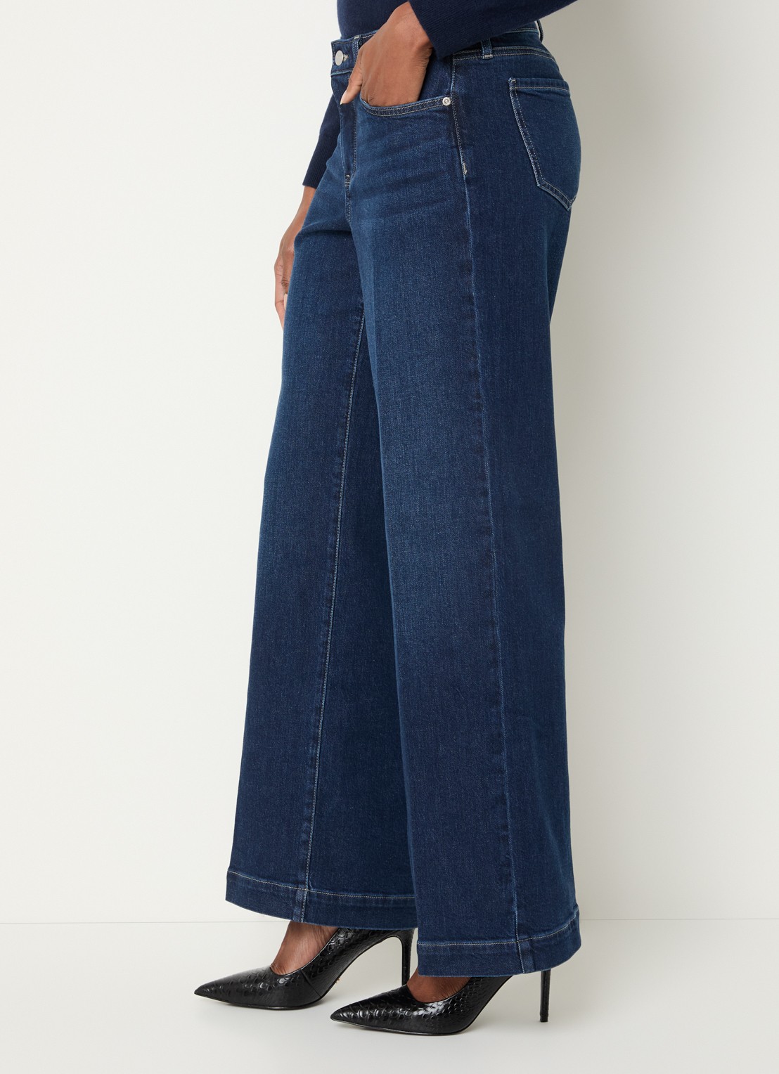 NYDJ Teresa high waist wide leg jeans met steekzakken - detail 3 indigo