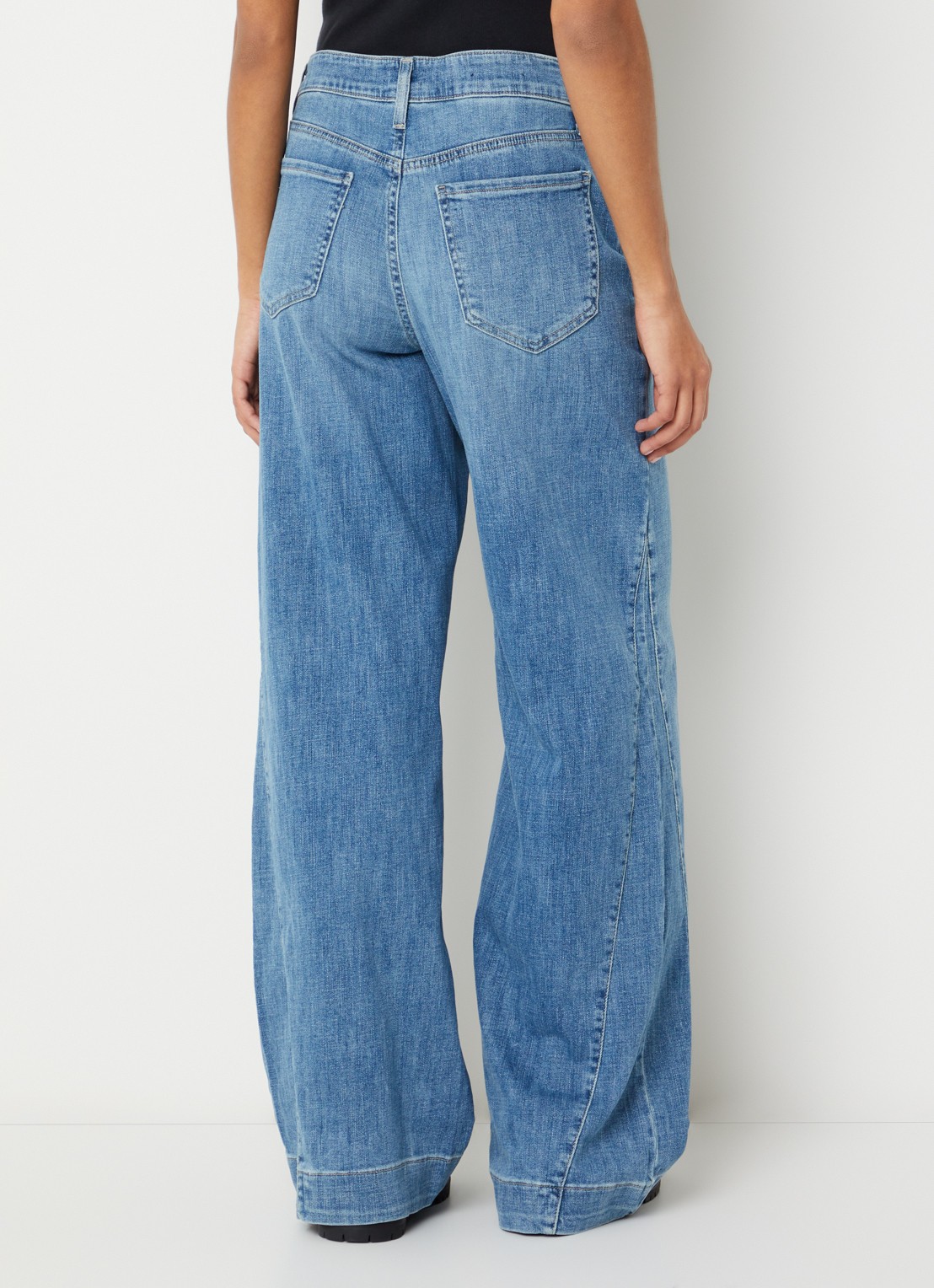 NYDJ Teresa low waist wide fit jeans met steekzakken - achterkant kobaltblauw