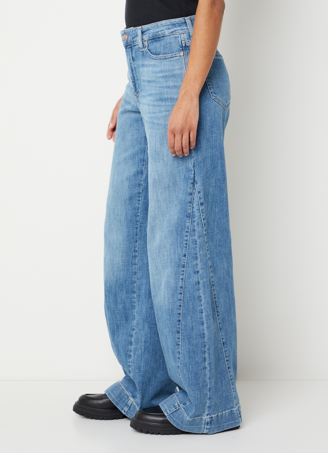 NYDJ Teresa low waist wide fit jeans met steekzakken - detail 5 kobaltblauw