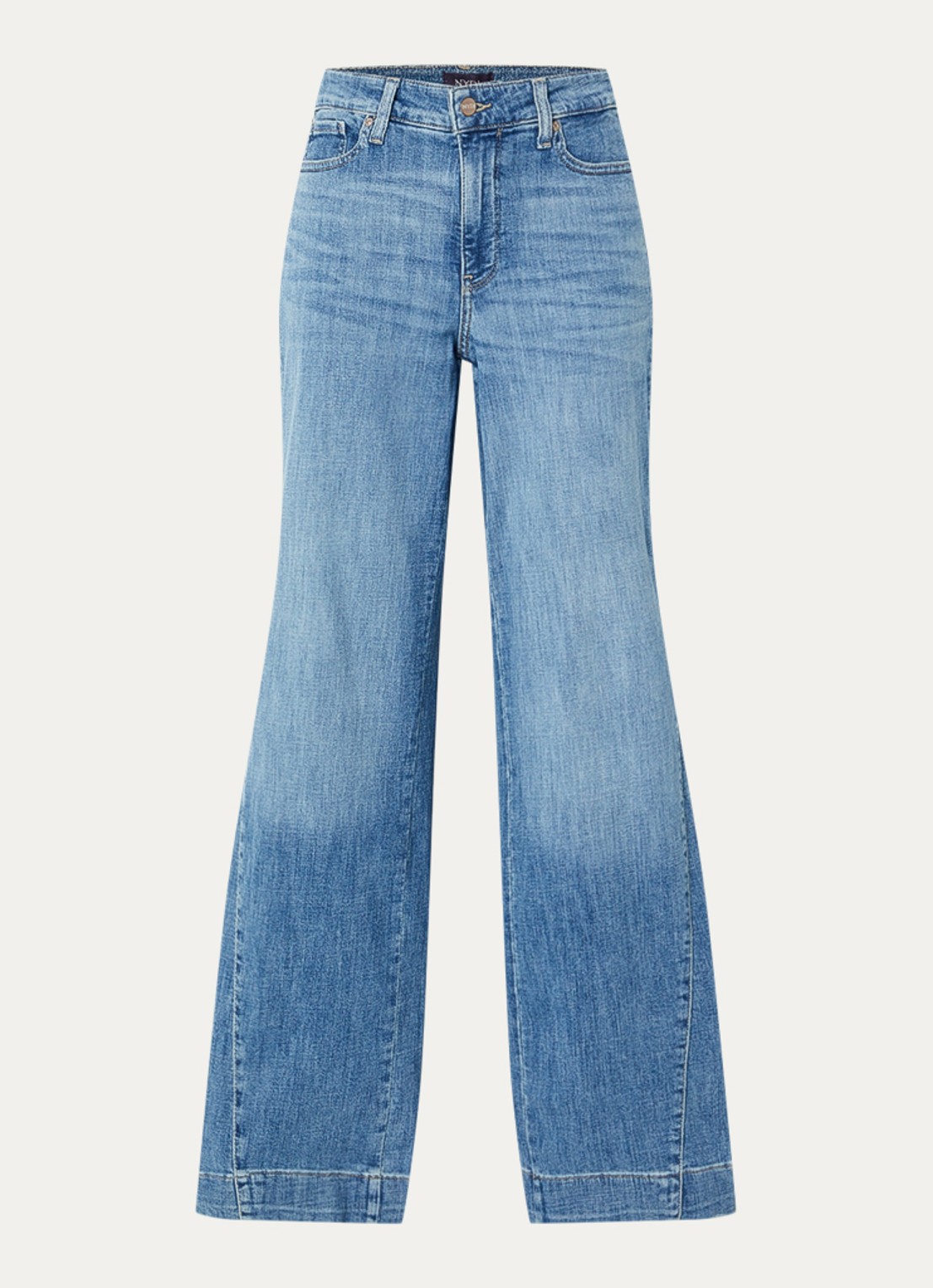 NYDJ Teresa low waist wide fit jeans met steekzakken - voorkant 2 kobaltblauw