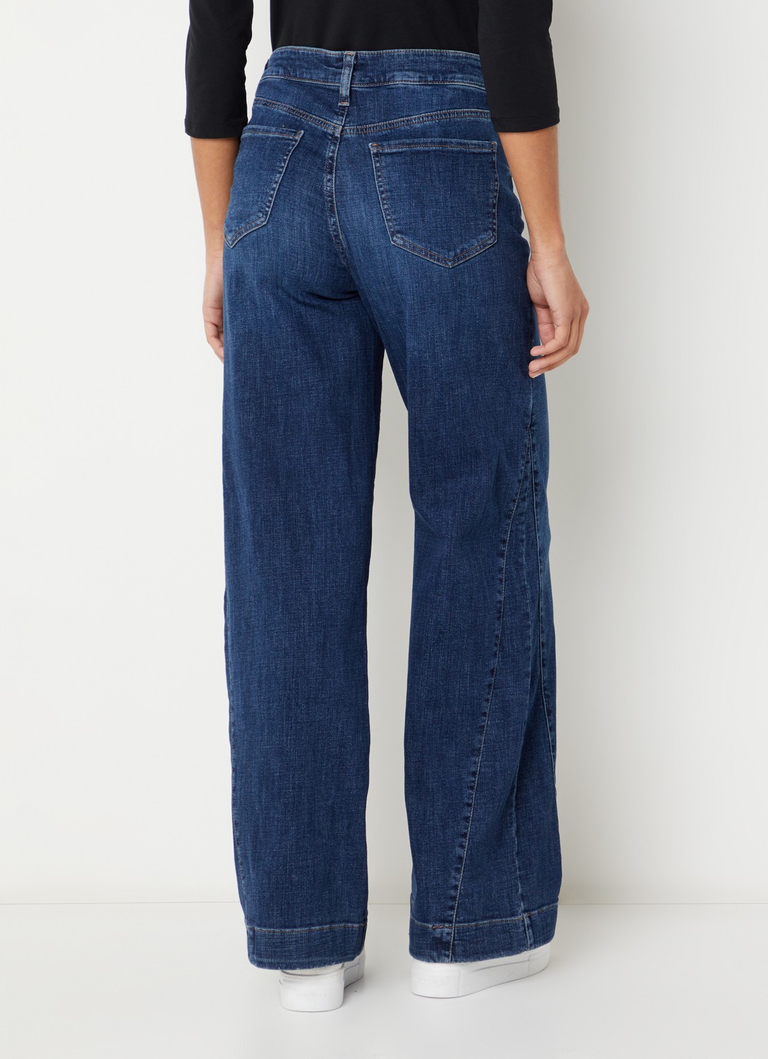 NYDJ Teresa low waist wide fit jeans met steekzakken - achterkant indigo
