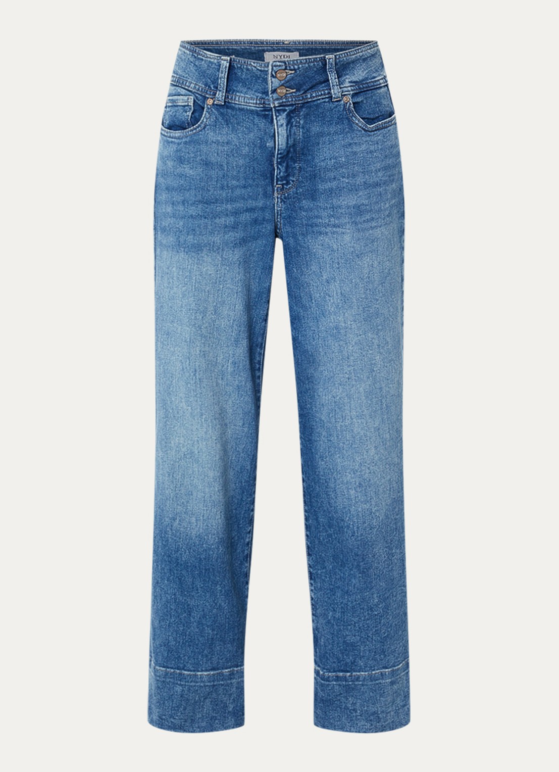NYDJ Teresa mid waist wide leg jeans met medium wassing - voorkant 3 indigo