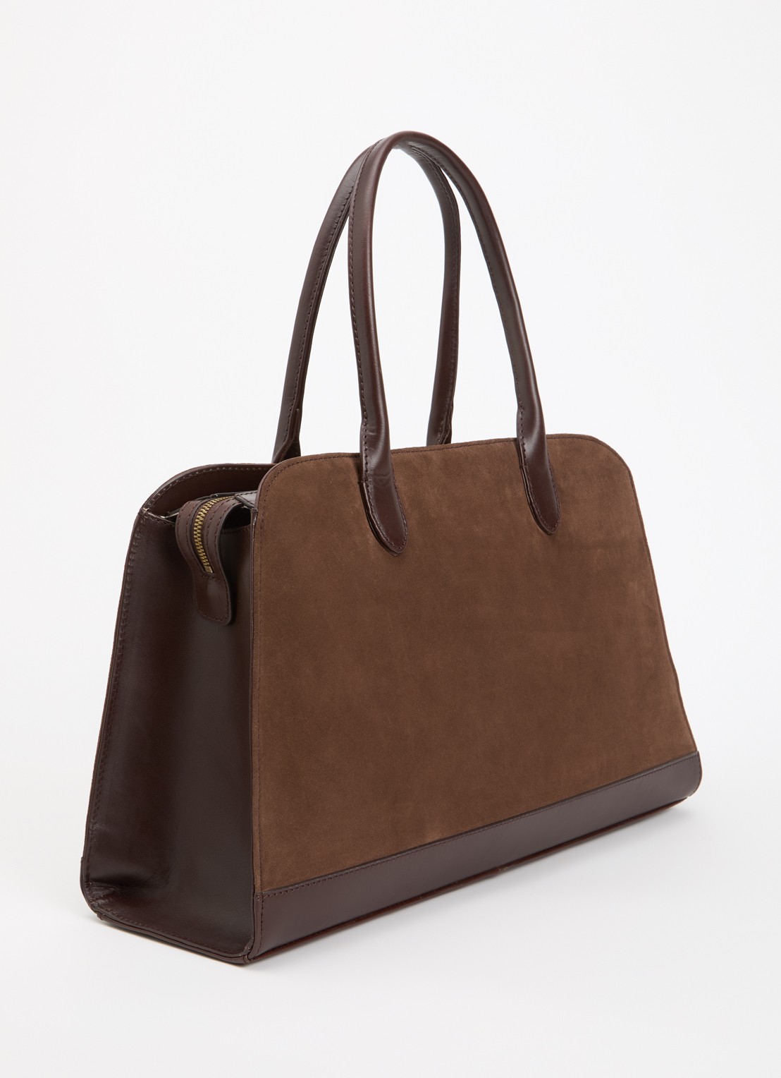 O My Bag Alma schoudertas van suéde met afneembare schouderriem  - achterkant chocoladebruin