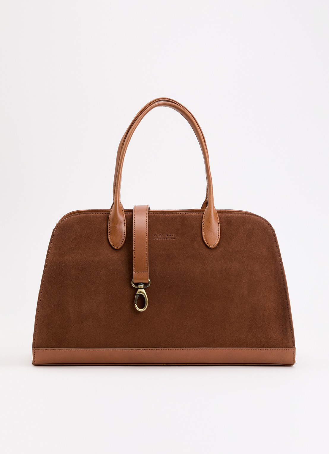 O My Bag Alma schoudertas van suéde met afneembare schouderriem  - voorkant 5 cognac