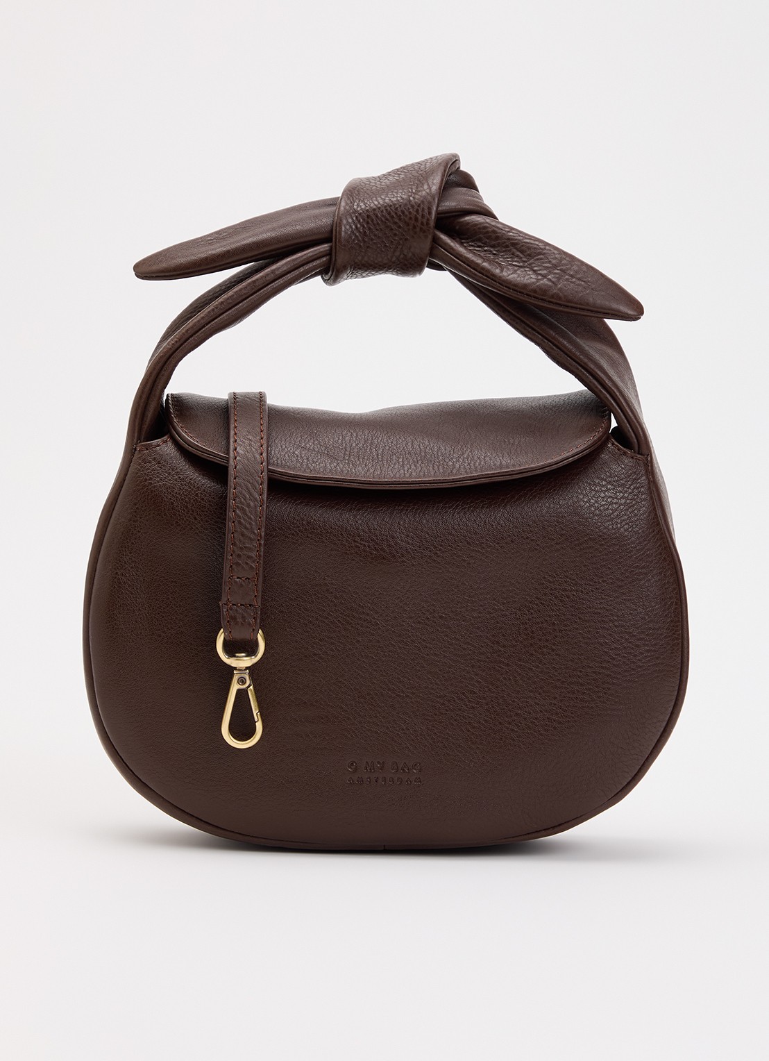 O My Bag Coco Croissant handtas van leer met afneembare schouderriem - voorkant 5 chocoladebruin