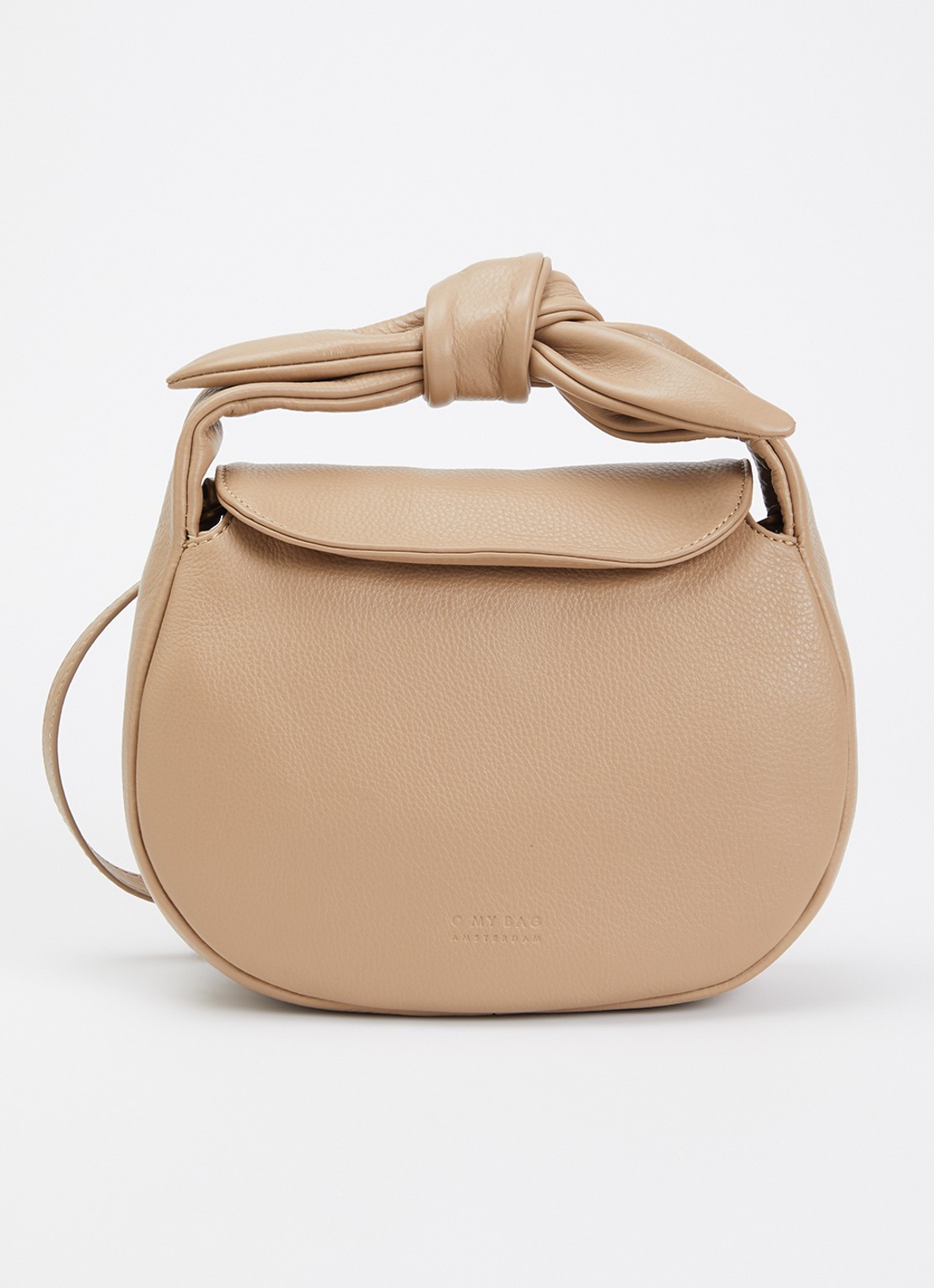O My Bag Coco Croissant handtas van leer met afneembare schouderriem - voorkant donkerbeige