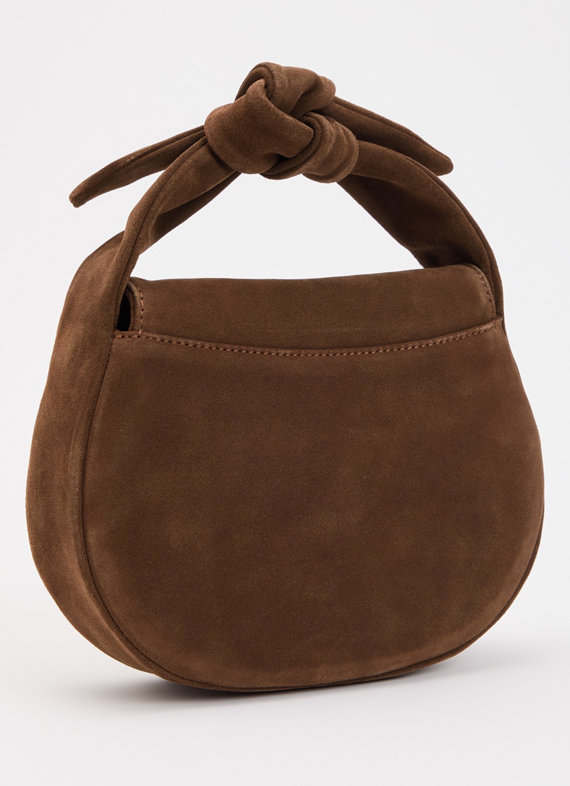 O My Bag Coco Croissant handtas van suède met afneembare schouderiem - achterkant 5 donkerbruin