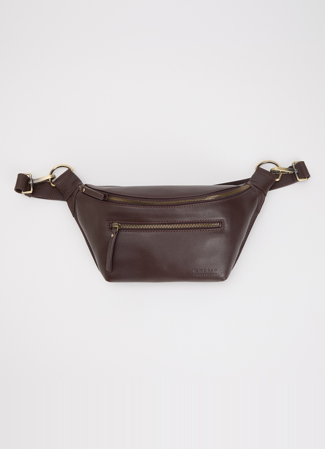O My Bag Drew heuptas van leer met afneembare schouderriem - voorkant 5 chocoladebruin