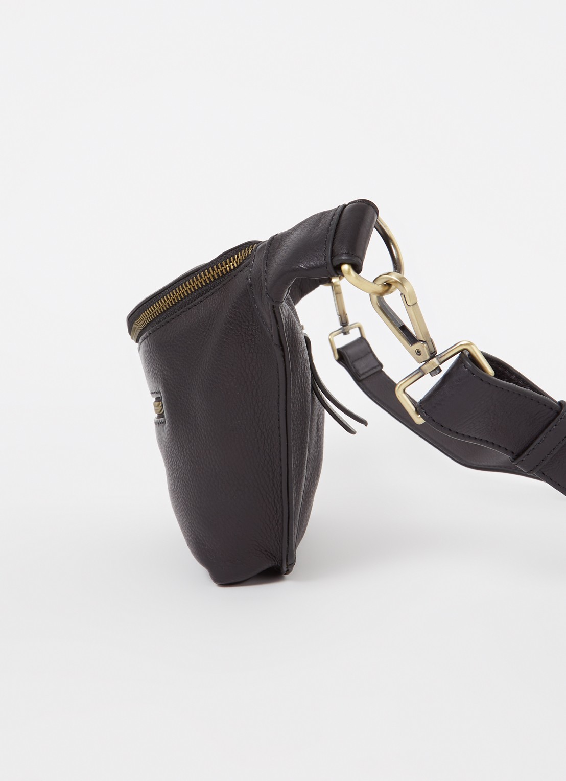 O My Bag Drew Medium heuptas van leer met afneembare schouderriem - detail 4 zwart