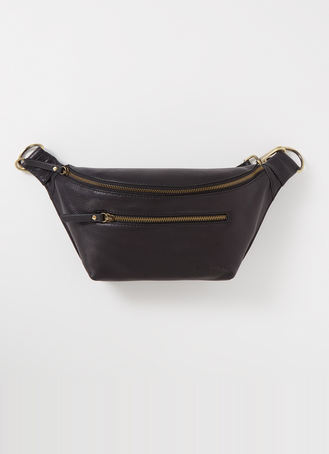 O My Bag Drew Medium heuptas van leer met afneembare schouderriem - voorkant 2 zwart