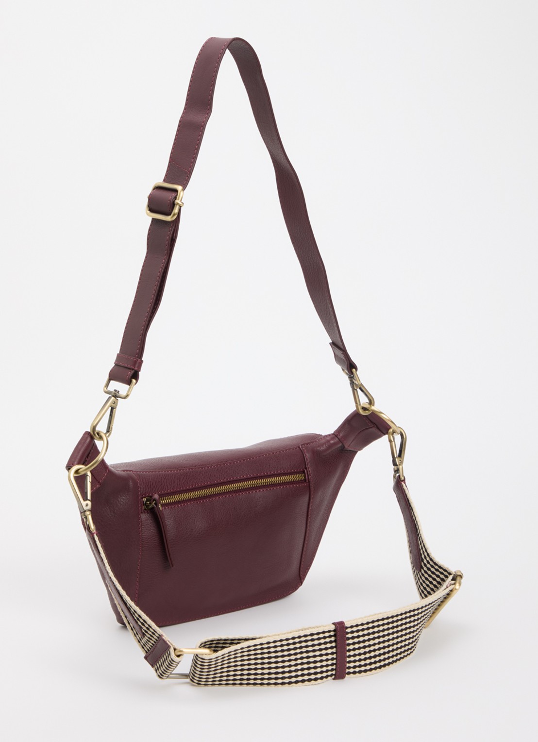 O My Bag Drew schoudertas van leer - achterkant 4 kersenrood