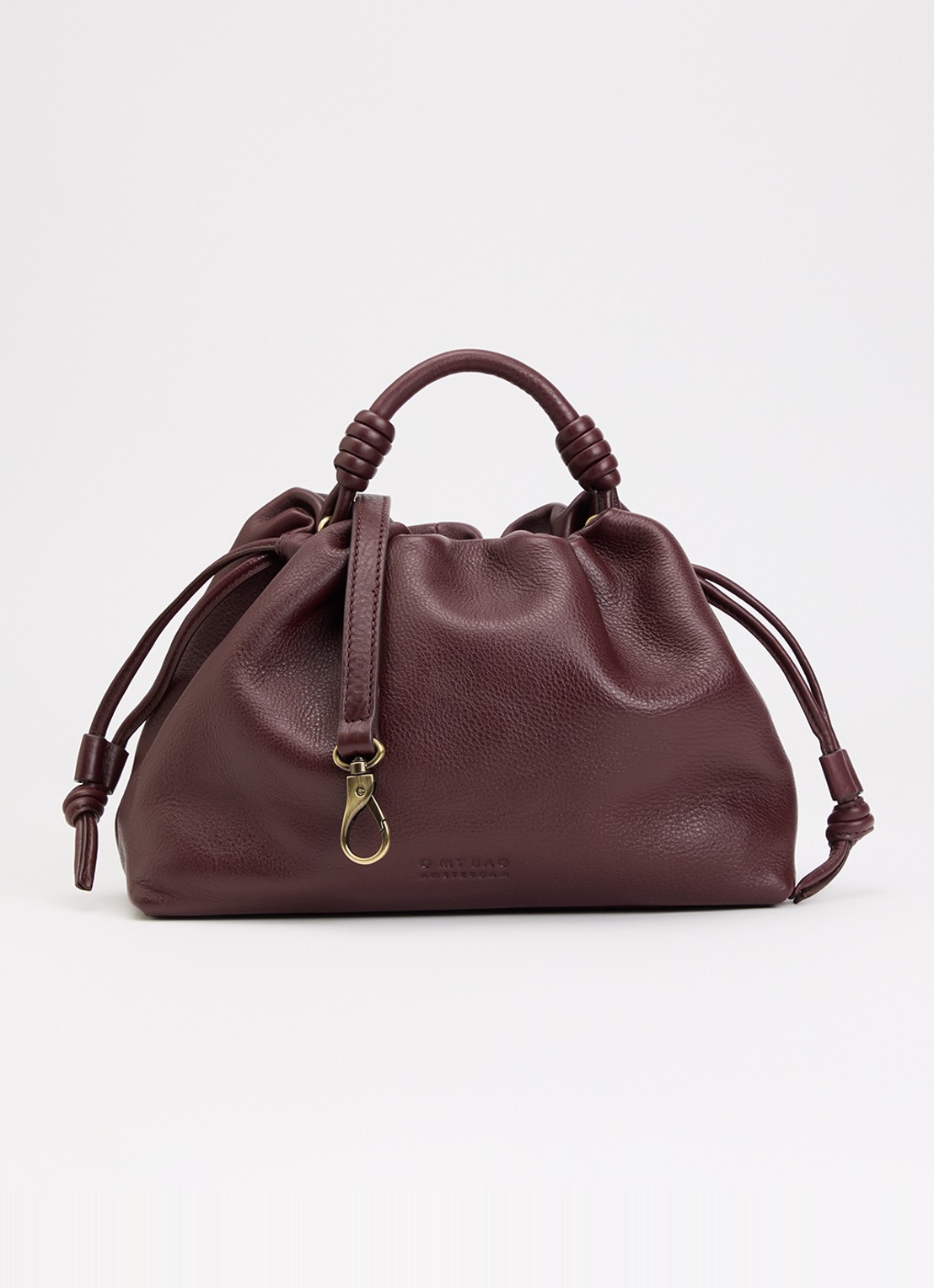 O My Bag Kiki Midi handtas van leer met afneembare schouderriem  - voorkant 5 kersenrood