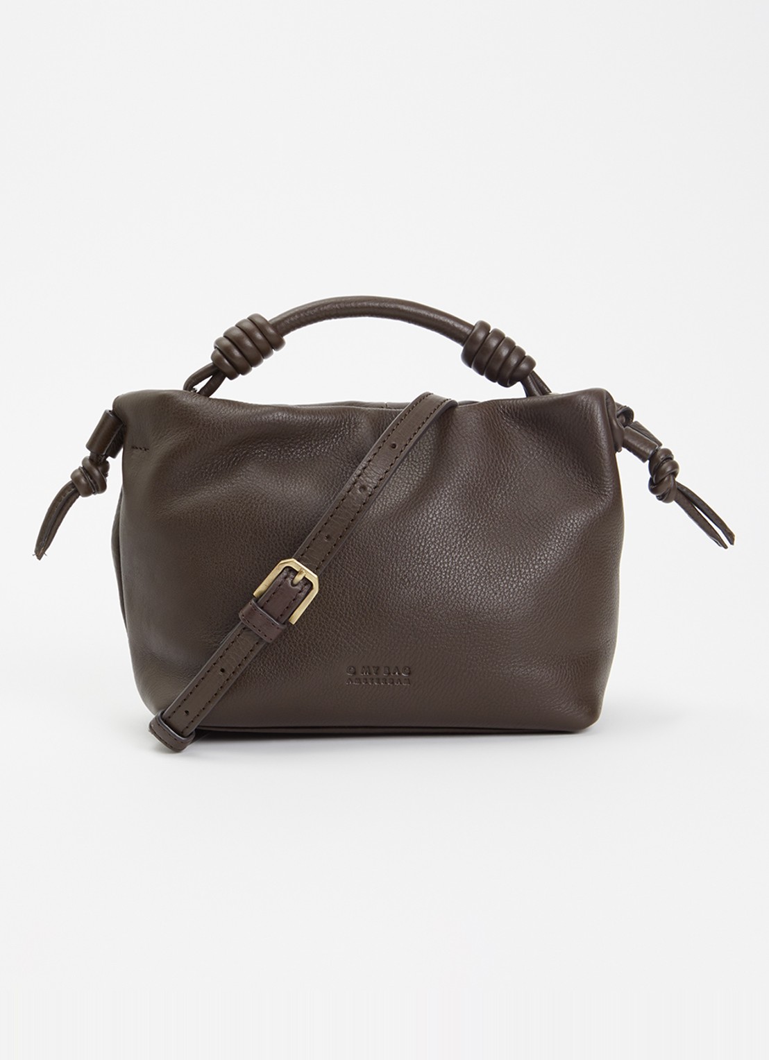 O My Bag Kiki Mini handtas van leer met afneembare schouderriem  - voorkant 2 chocoladebruin