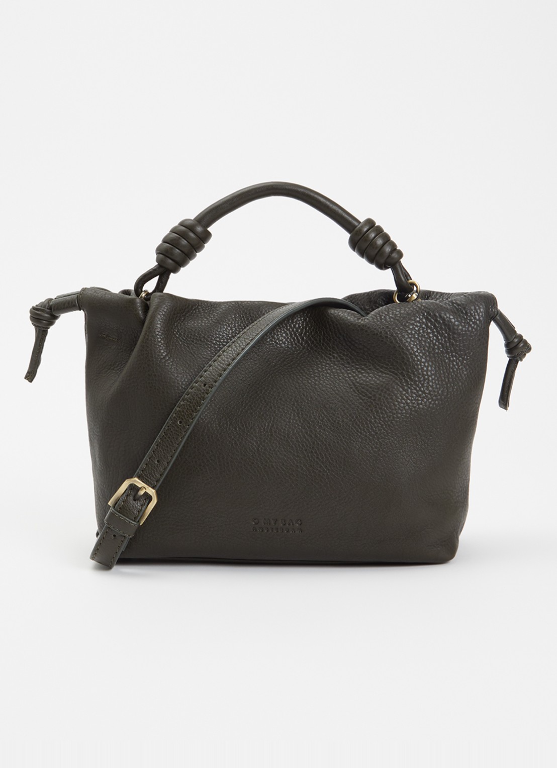 O My Bag Kiki Mini handtas van leer met afneembare schouderriem  - voorkant 2 mosgroen