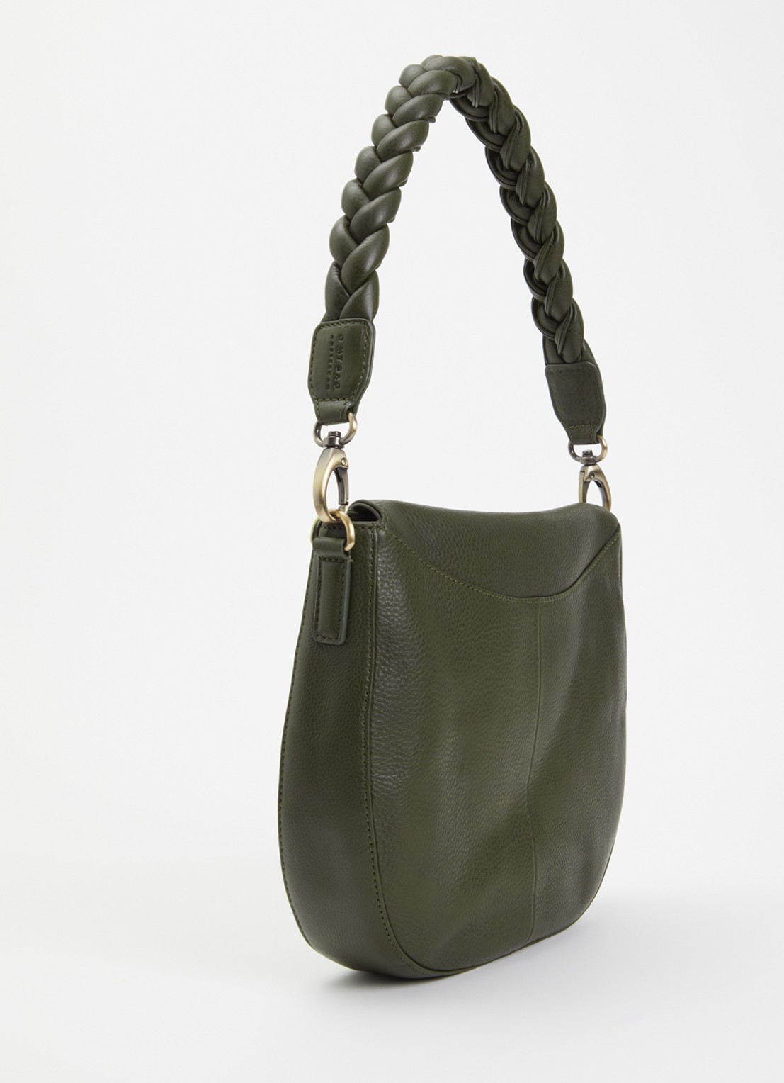 O My Bag Lana handtas van leer met afneembare schouderriem  - achterkant mosgroen