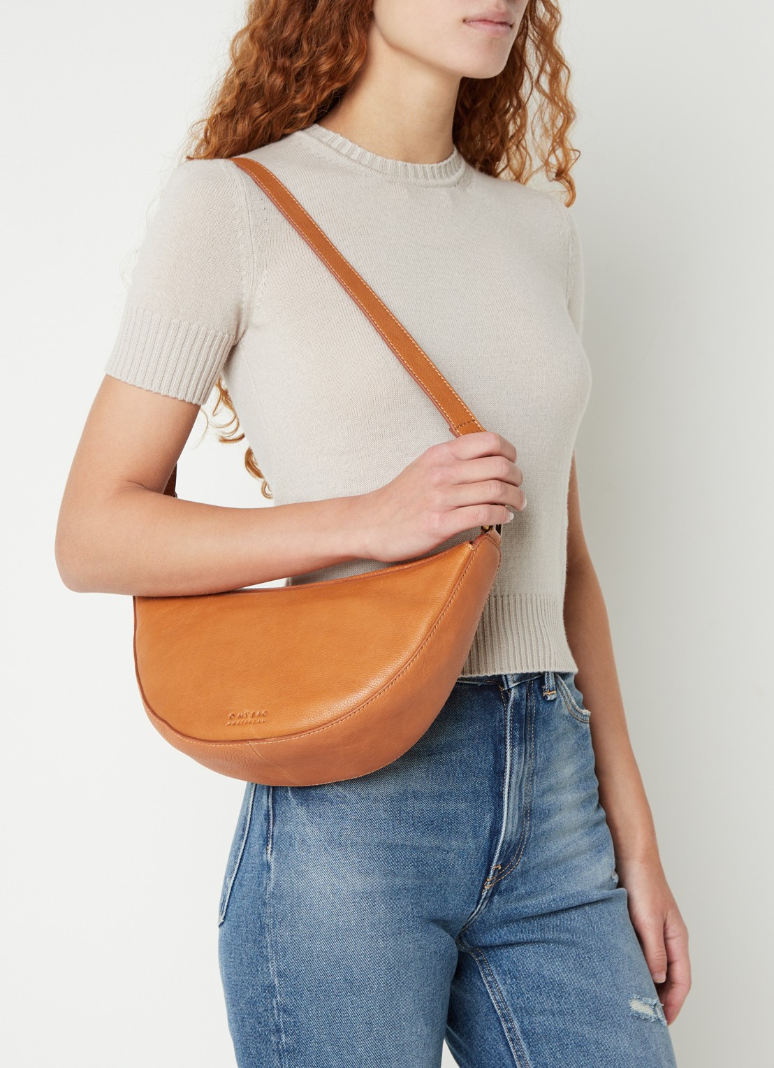 O My Bag Leo crossbodytas van leer - voorkant 2 roestbruin