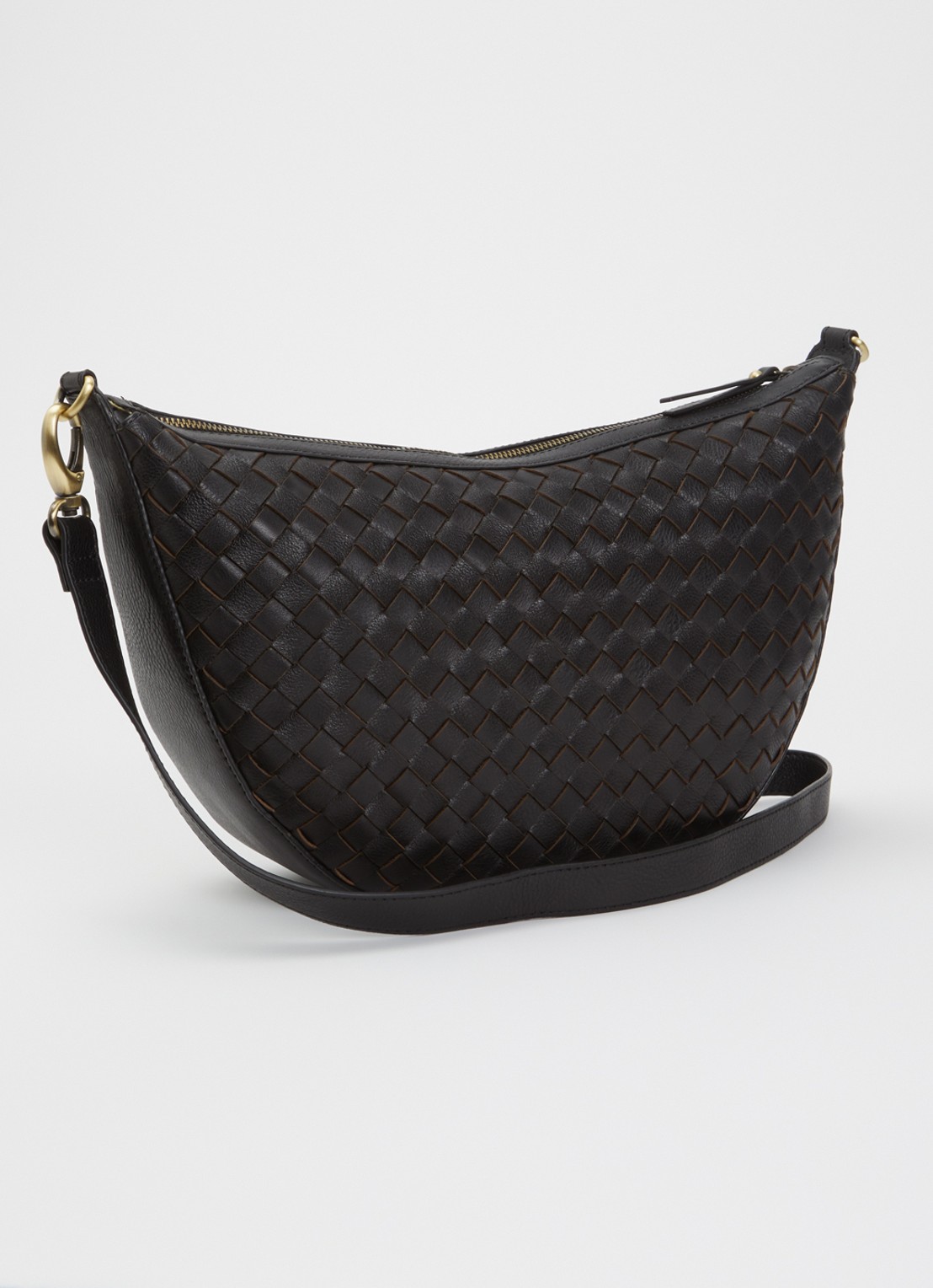 O My Bag Leo Maxi schoudertas van leer met afneembare schouderriem - achterkant zwart