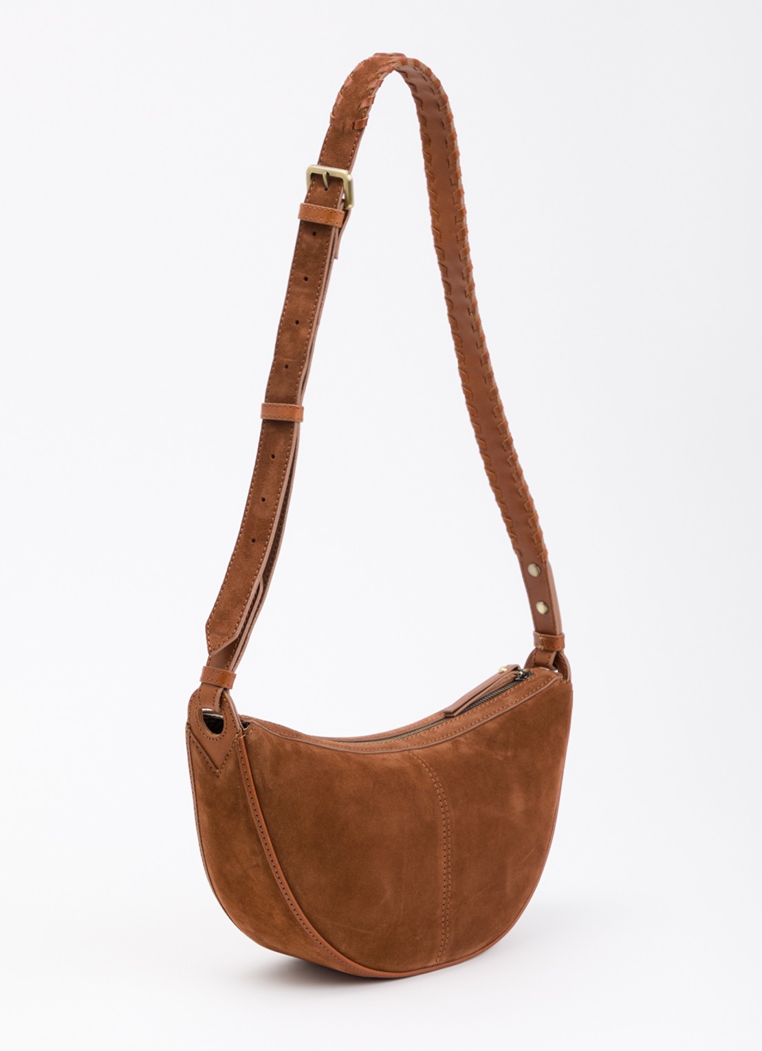 O My Bag Leo Midi crossbodytas van suède - achterkant 5 cognac