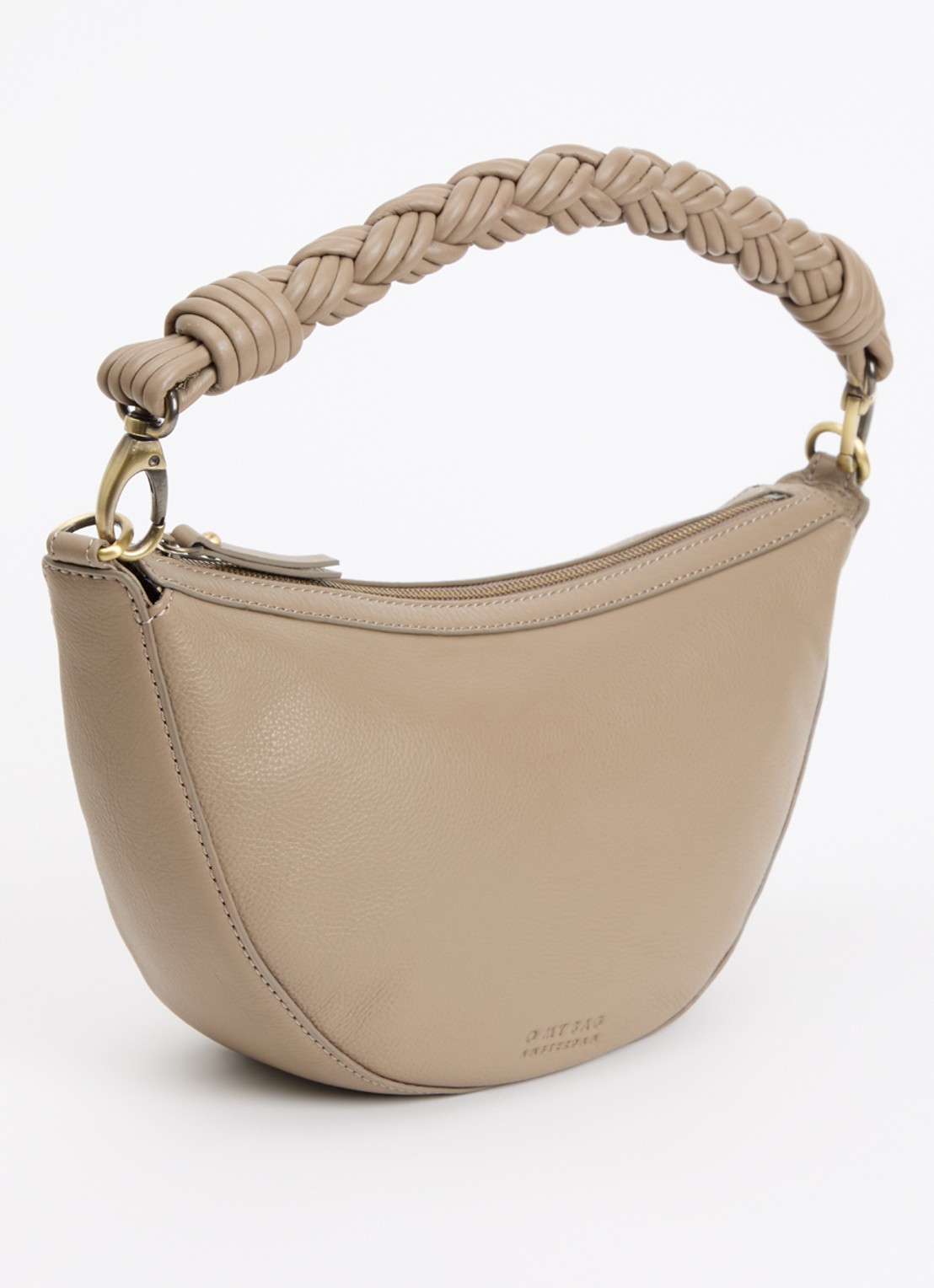 O My Bag Leo Midi schoudertas van leer met afneembare schouderriem  - achterkant 4 donkerbeige